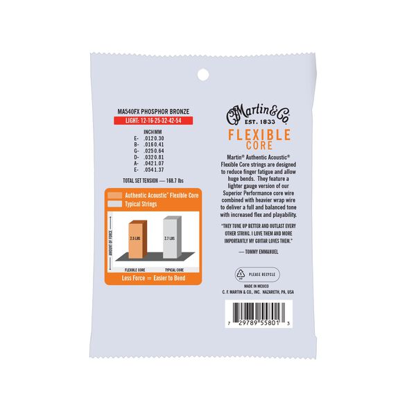 Authentic Acoustic Flexible Core Guitar Strings Phosphor Bronze image number 1